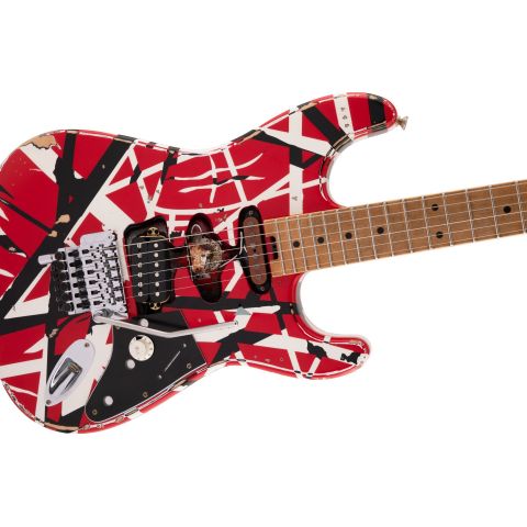 EVH Striped Series Frankie Red Black White Relic Guitarra Eléctrica