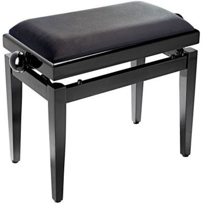 Stagg PB05 BKP SVBK banqueta piano negro brillante   terciopelo negro liso