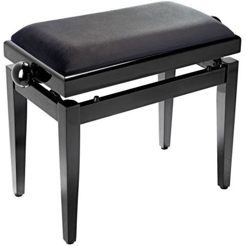 Stagg PB05 BKP SVBK banqueta piano negro brillante   terciopelo negro liso