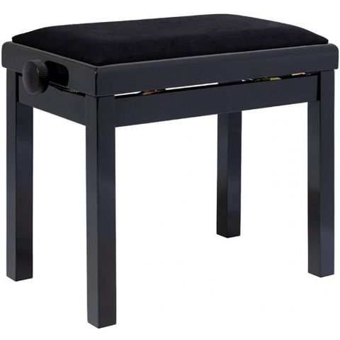 Stagg PB06G BKP VBK banqueta piano negro brillante   terciopelo negro   pomos antideslizantes