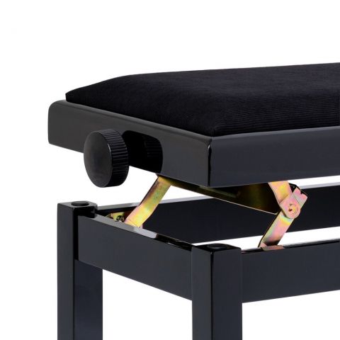 Stagg PB06G BKP VBK banqueta piano negro brillante   terciopelo negro   pomos antideslizantes