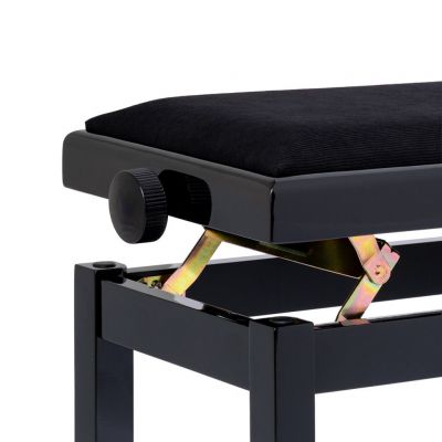 Stagg PB06G BKP VBK banqueta piano negro brillante   terciopelo negro   pomos antideslizantes
