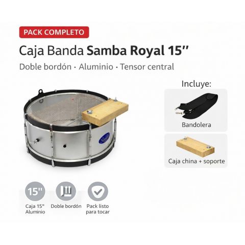 Pack Caja Banda Samba Royal 15" Doble...