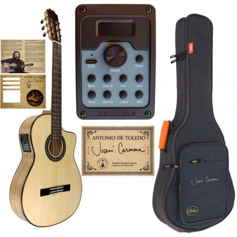 Antonio de Toledo Josémi Carmona con cutaway y previo con efectos Guitarra flamenca blanca 