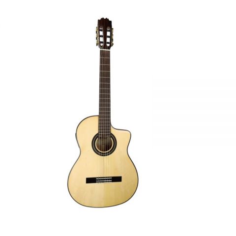 Antonio de Toledo Josémi Carmona con cutaway y previo con efectos Guitarra flamenca blanca 