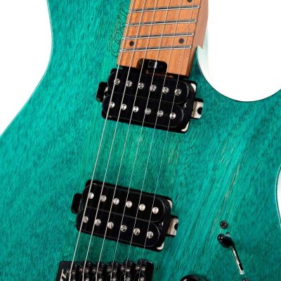 Cort SPACE G6MS SGTQ Guitarra Eléctrica Headless con funda Semi Gloss Turquoise