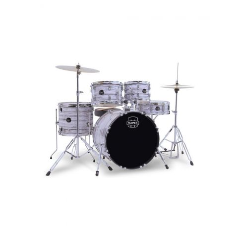 Mapex Comet Batería Acústica 20" White Marblewood con Herrajes y Platos