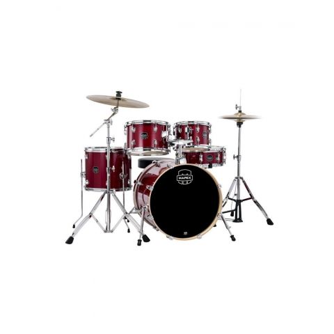 Mapex Venus Batería Acústica 20" Crimson Red Sparkle con Herrajes y Platos