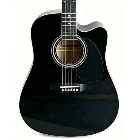 Memphis FG02941CBK Cutaway Guitarra Acústica Negra
