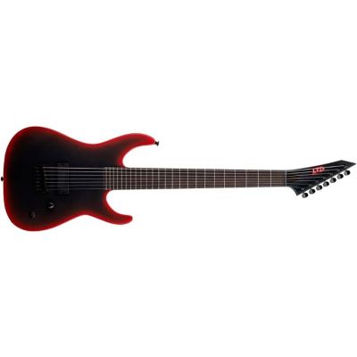 ESP LTD M-7 Baritone ET Black Metal II Black Red Burst Satin